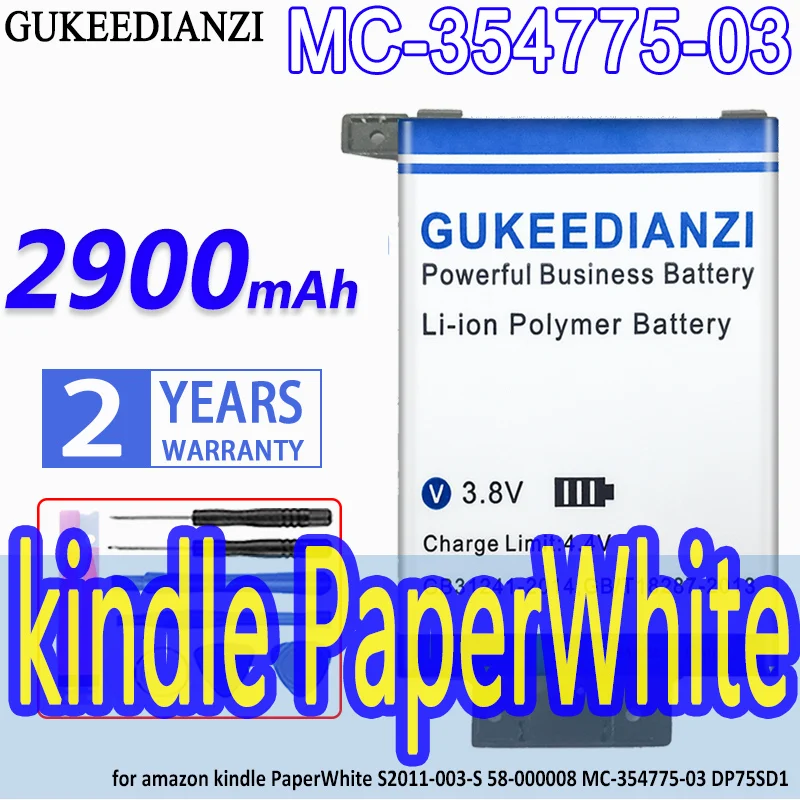 

GUKEEDIANZI Battery 2900mAh for amazon kindle PaperWhite S2011-003-S 58-000008 MC-354775-03 DP75SD1