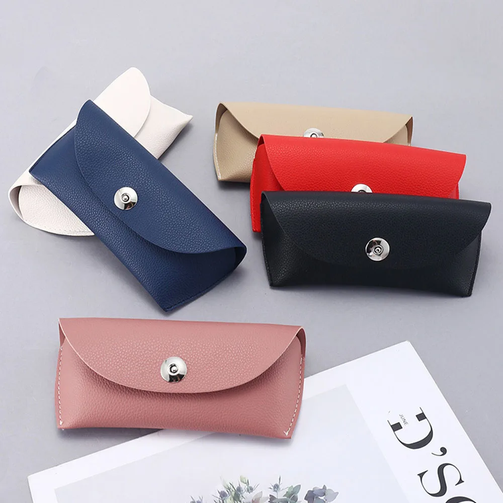

Litchi Pattern Soft Bag Leather Glasses Case Personalized Buckle Leather Sunglasses Case Trendy Sunglasses Case Glasses Bag