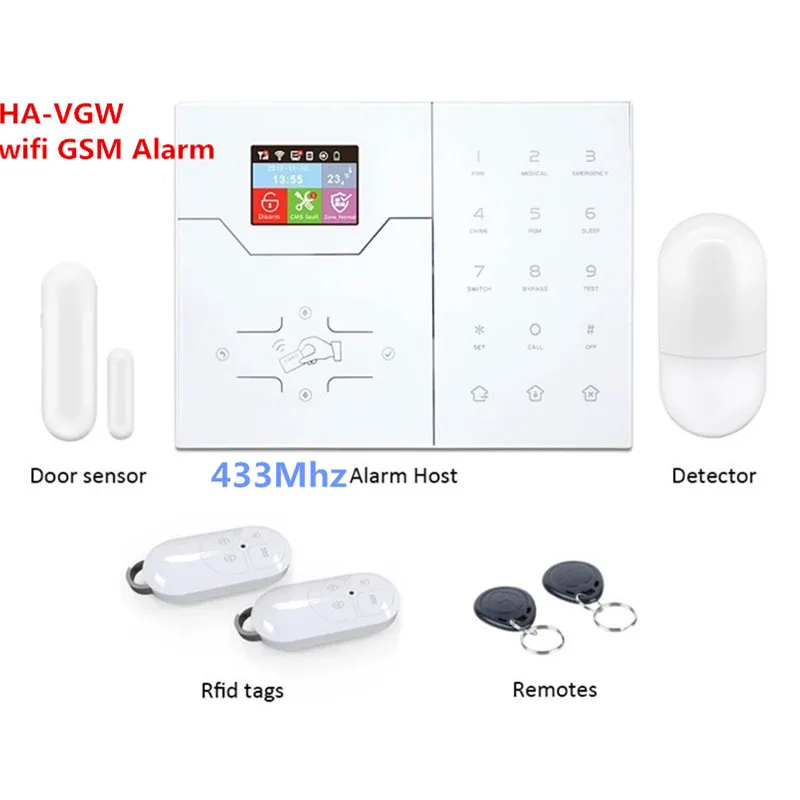 Новое английское французское меню HA-VGW Wifi gsm-сигнализация сигнализация Анти-Вор Умный дом Охранная сигнализация с большим цветным ЖК-дисплеем