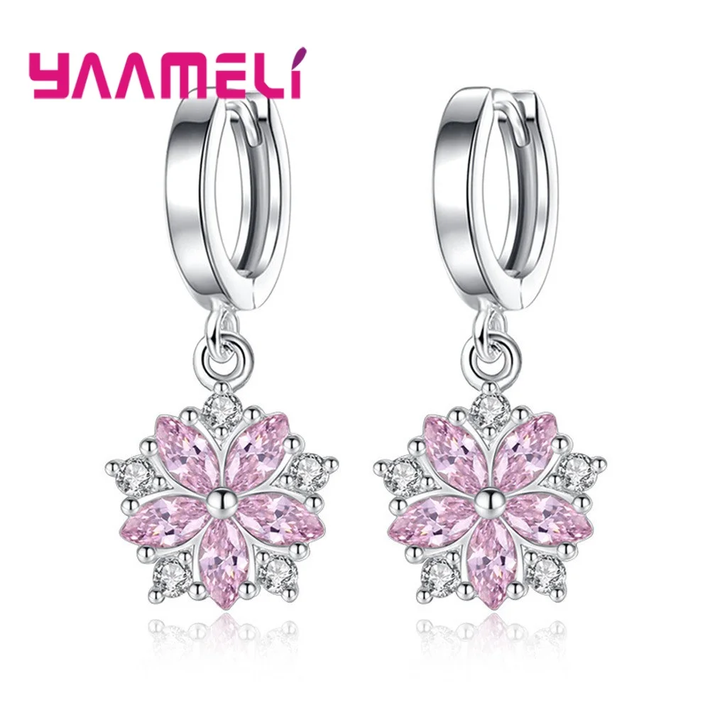 Для женщин мило завод висячие серьги в форме цветов 925 пробы серебро Алыча