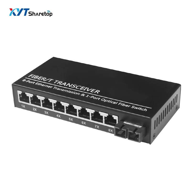 1 100 м оптический порт 8 ethernet медиаконвертер SFP в RJ45 волоконно-оптический