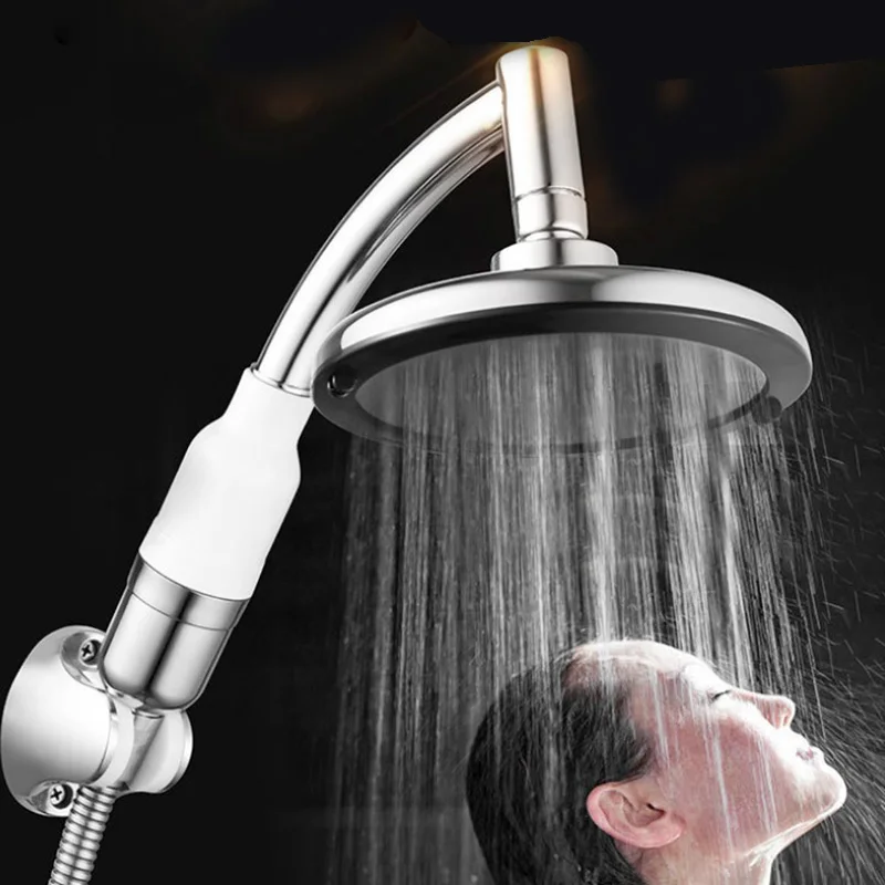 

Shower Head Filter Water Hand Shower Bathroom Shower Head Set Rain 6 inch Top Spray Water Heater Pressurized Negative Ion Nozzle