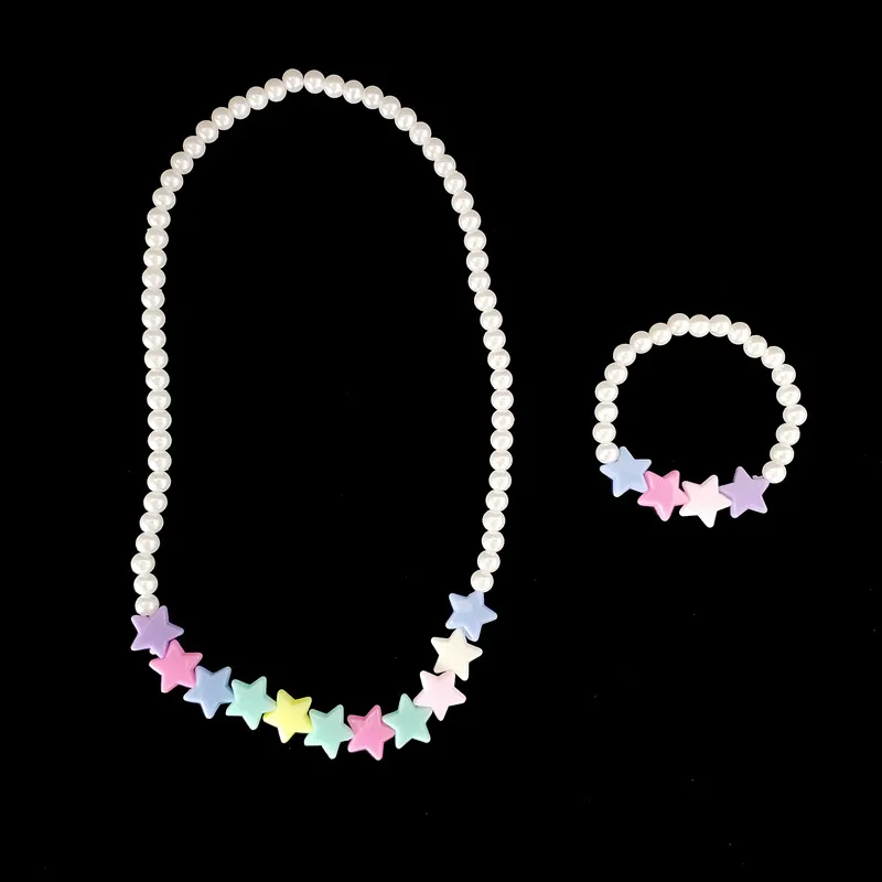 Hot New Mode Style 5Pcs Multicolor Children Necklace Acrylic star ball Beaded For Promotion Birthday Gift |