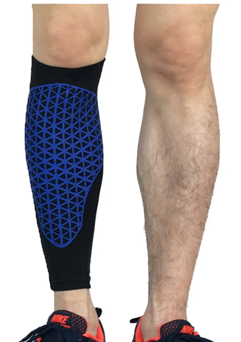 Black with blue 1 шт. до середины икры Поддержка сжатия ног рукава бег спортивные носки голени шину для прогулок на свежем воздухе, бандаж Обёрточная бумага колено Поддержка - Цвет: Black with blue
