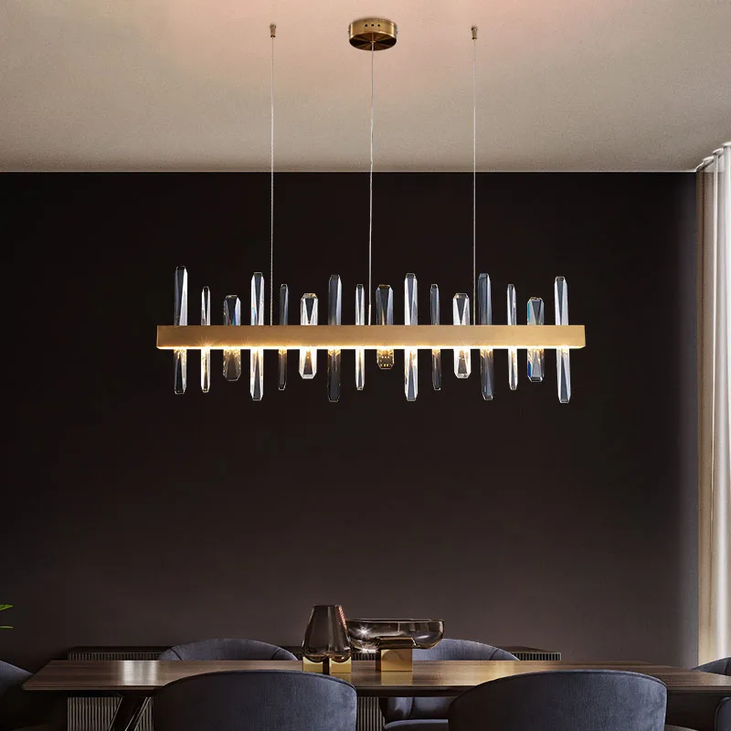 K9-Iluminación LED de araña para sala de estar, candelabros de cristal de lujo para Bar, restaurante, 30W, 40W, lámpara colgante de arte posmoderno dorado