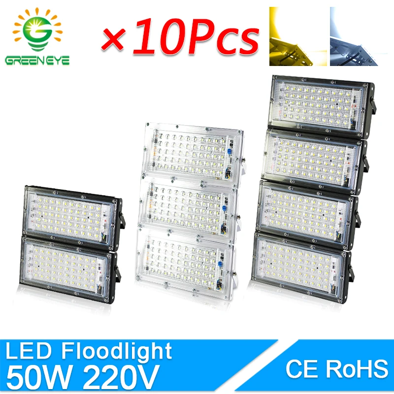10pcs LED Flood Light 50W Floodlight led 2835 SMD 220V 240V LED street Lamp waterproof IP65 outdoor Lighting led cob spotlight