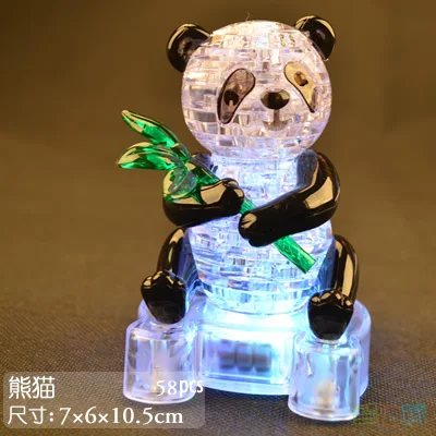 3D кристаллическая головоломка Милая модель панды с красивым светильник DIY гаджет строительство Монтессори обучающая игрушка подарок