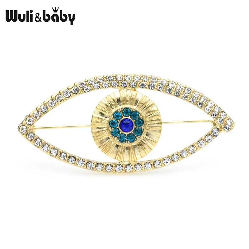 Wuli & baby Стразы голубой цвет классические женские глаза свадебная Банкетная брошь