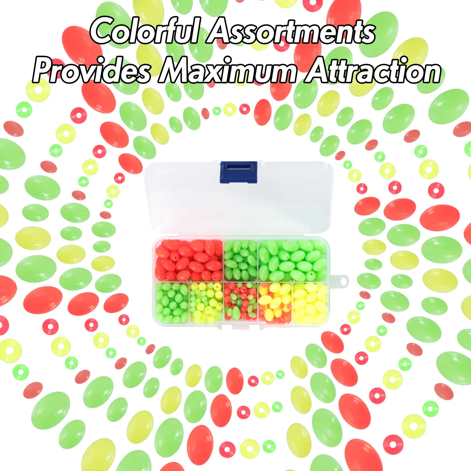 500pcs Fishing Beads Stopper Plastic Bead Floating Ball Glow Round for DIY Spinner Texas Rigs Carolina Deep Drop