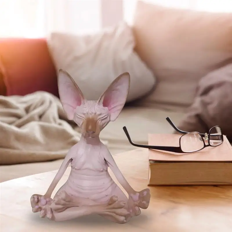 

Whimsical Meditation Sphynx Cat Statue Collectible Zen Yoga Pose Buddha Cat Statue For Office Garden Home Decor Figurines Totoro
