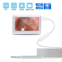 digital otoscope 4 3 inch lcd screen ear scope endoscope visual ear spoon with 6 led ear health care cleaning tool 3 9mm hd1080p