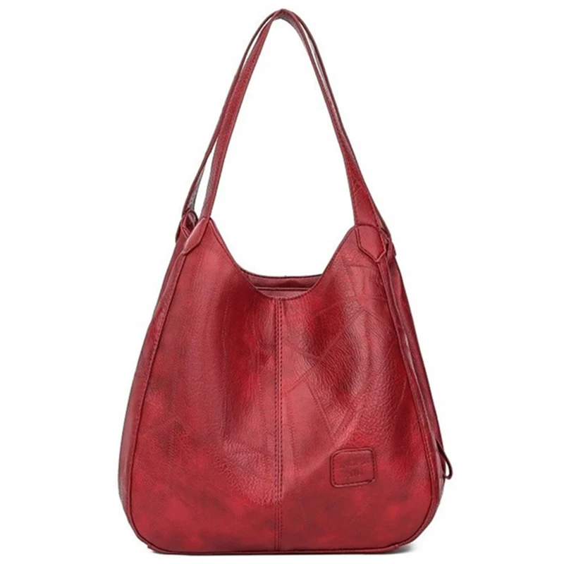 Retro red Новинка, винтажные кожаные роскошные сумки, женские сумки, дизайнерские сумки, известный бренд, женские сумки, Большая вместительная сумка для женщин - Цвет: Retro red