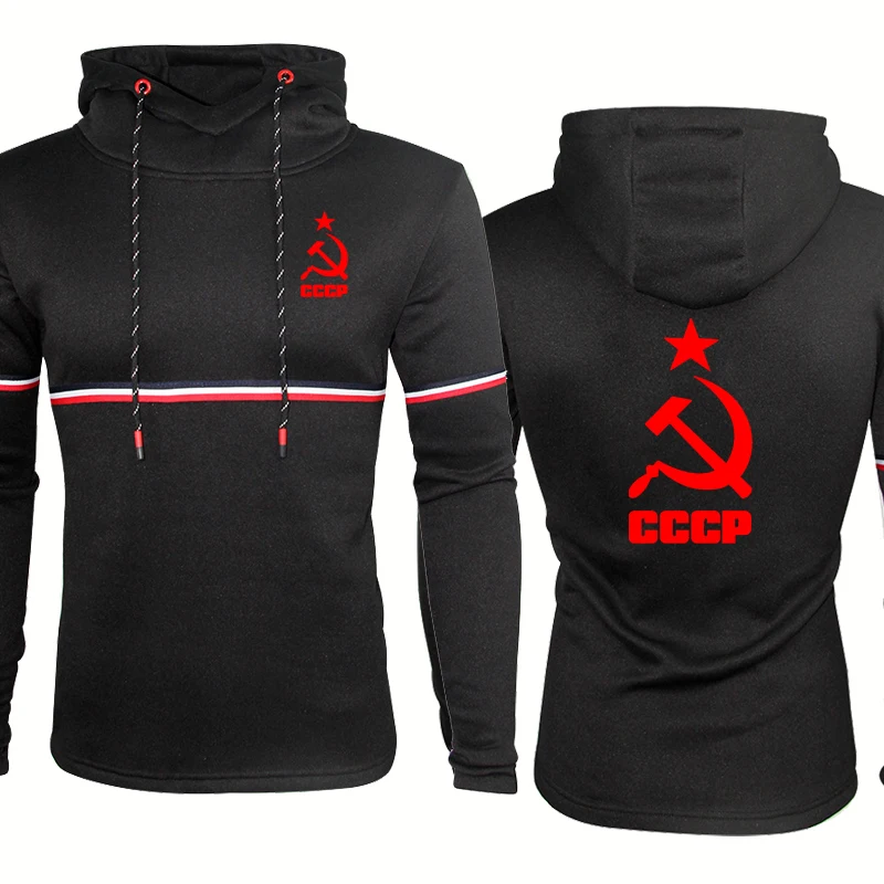 

Сезон весна-осень; Для мужчин; Свитер с капюшоном Уникальный CCCP РОССИИ СССР Советского Союза печать высокого качества Хлопковая мужская тол...