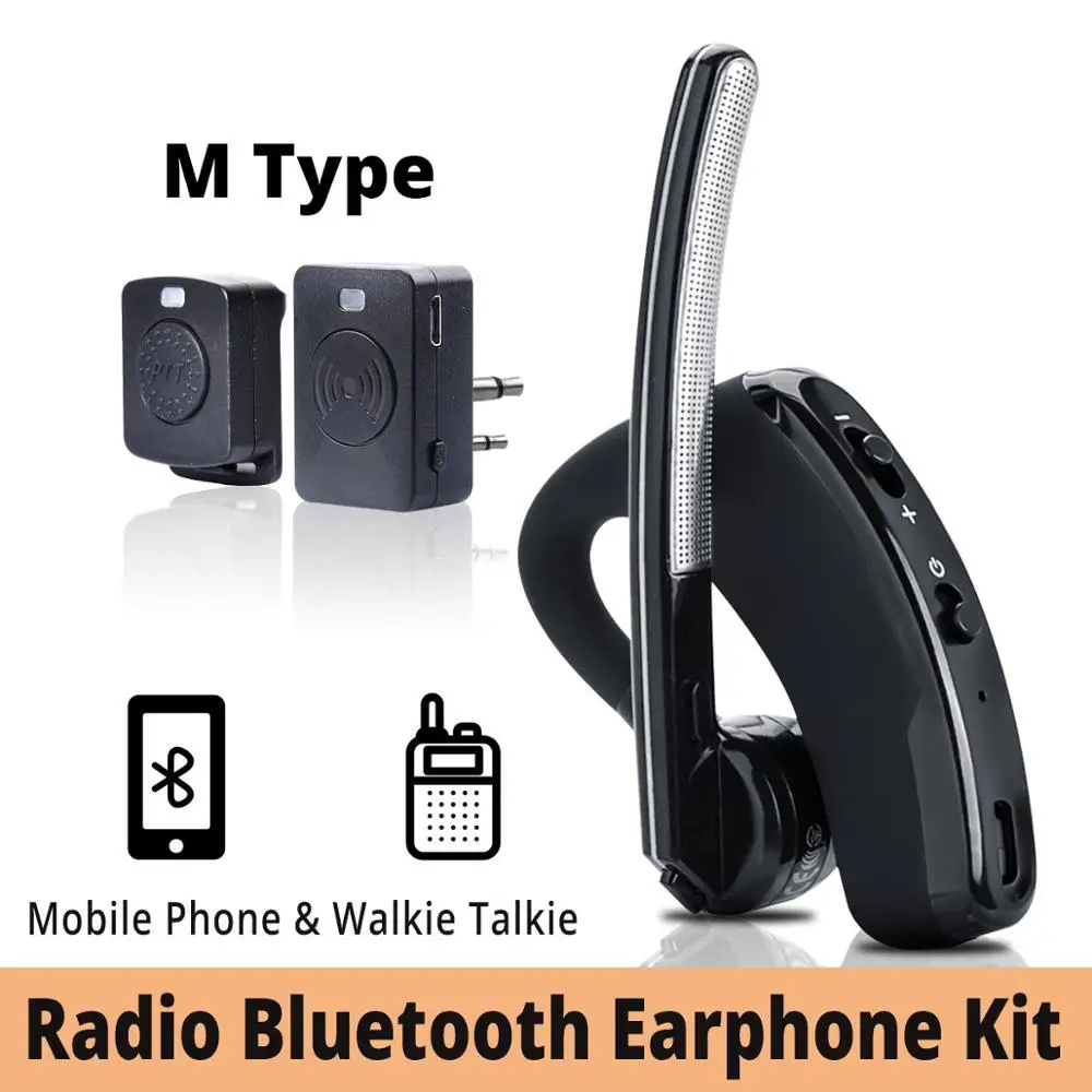 PTT Bluetooth Kit Портативная Рация Беспроводная гарнитура PTT Bluetooth наушники с микрофоном M Разъем беспроводные наушники Handsfree для Moto Ham станции - Цвет: PTT Bluetooth Kit
