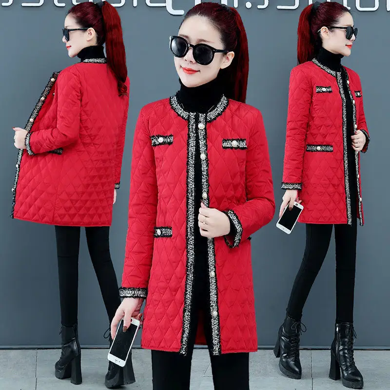 2023 Women Long Cotton Jacket  Autumn Winter Parkas Female  Slim Warm Outerwear Ladies Fashion Cotton-padded Coats H526