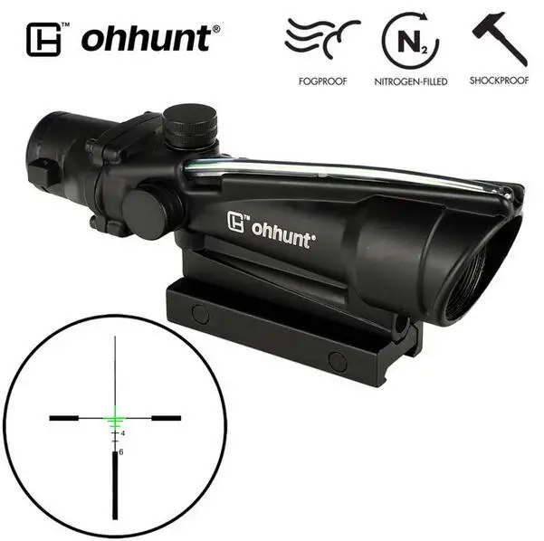 Reticle No.1 GREEN Тактический 5x35 в стиле ACOG настоящий волоконный красный или зеленый стекло с подсветкой шеврон сетка оптика прицелы для охоты - Цвет: Reticle No.1 GREEN