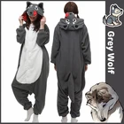 Пижама серого цвета с волком, домашняя одежда для взрослых, подарок на Рождество, Хэллоуин, день рождения, костюм с капюшоном оnesies