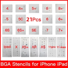 Kaisi 21 Pcs Full Set IC Chip BGA Reballing Stencil Kits For iPhone 11 11 Pro XS MAX XR 8p 7 6s 6 SE 5S 5C 5 4 iPad High Quality