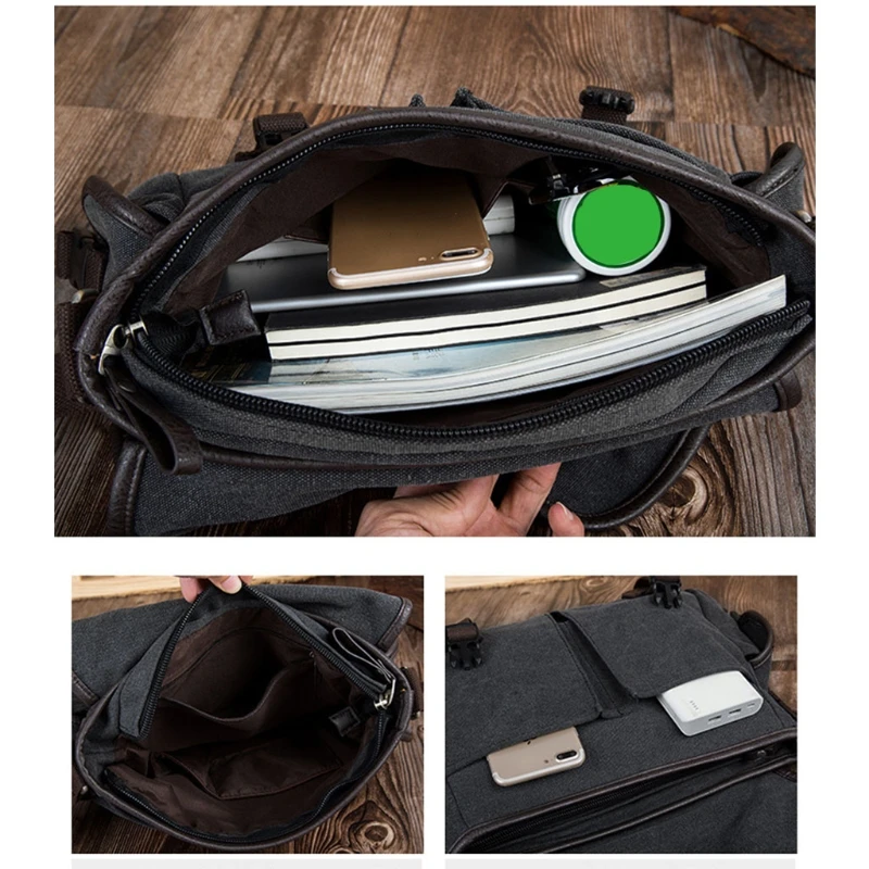 Винтаж Для мужчин парусиновая обувь Портфели Повседневное сумка через плечо для