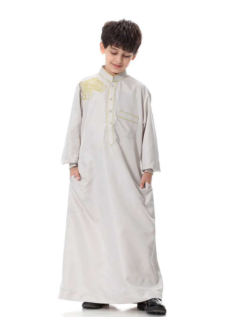 

Muslim Fashion Muslim Arab Middle East Teen Boy Robe Jubba Thobe Child Embroidery Robe Nation Dubai Turkey Young Men Long Robes