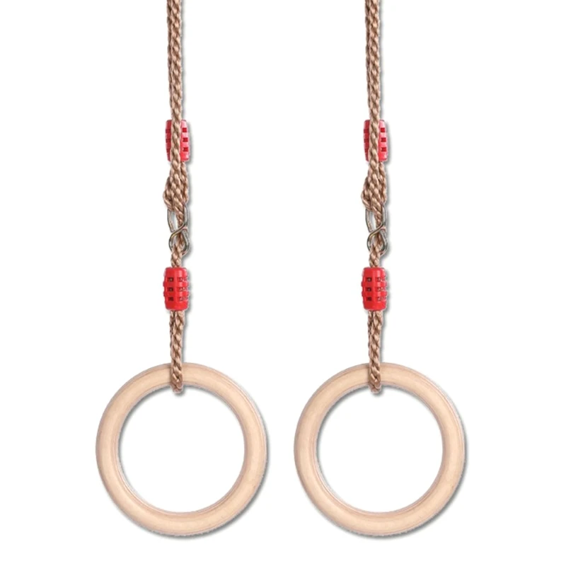 

1 Pair Wooden Children Swing Rings with Rope Playground Flying Gym Climbing Pull Up Ring Sports Outdoor Indoor