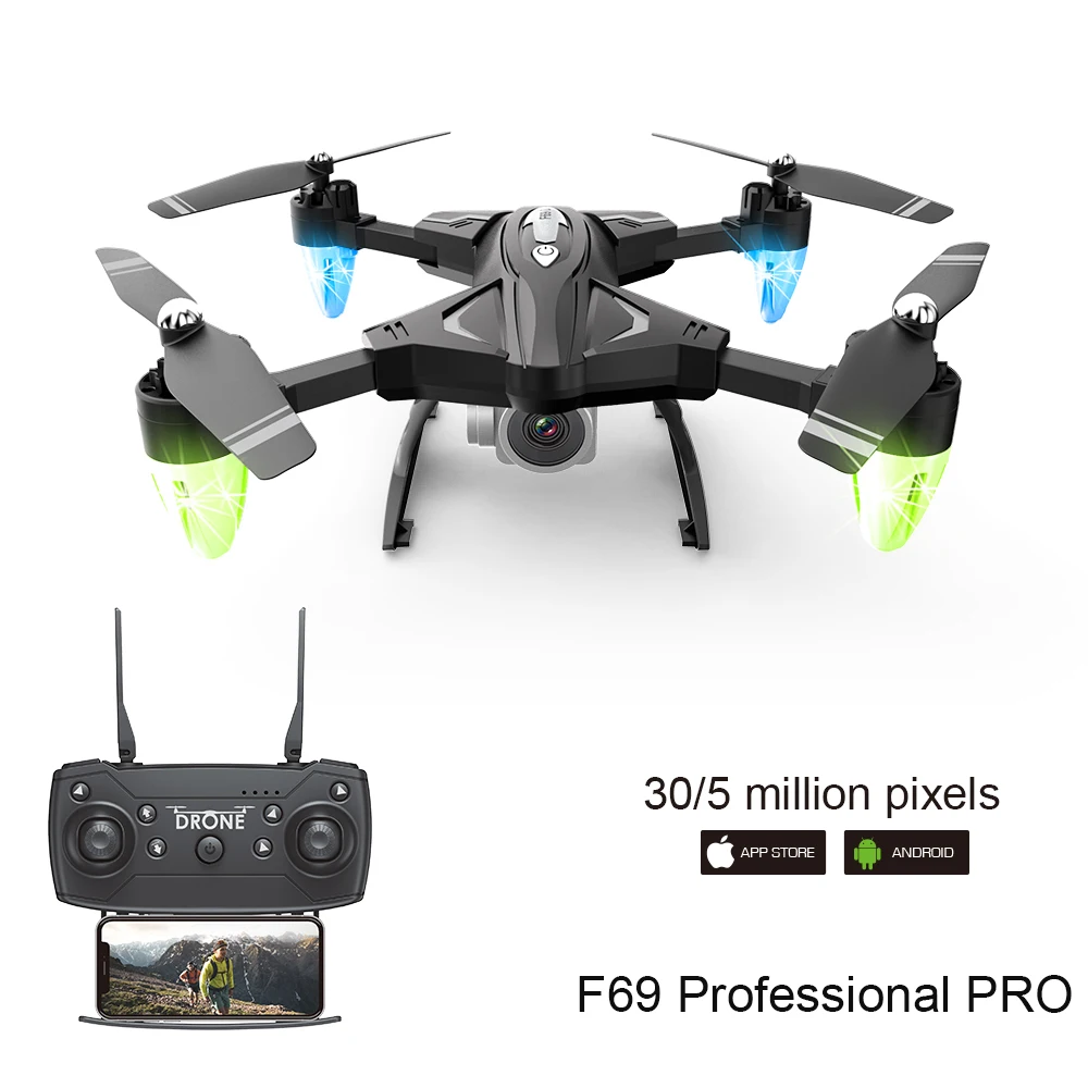 F69 Квадрокоптер Карманный 4K Дрон камера WIFI FPV широкий угол высокий режим