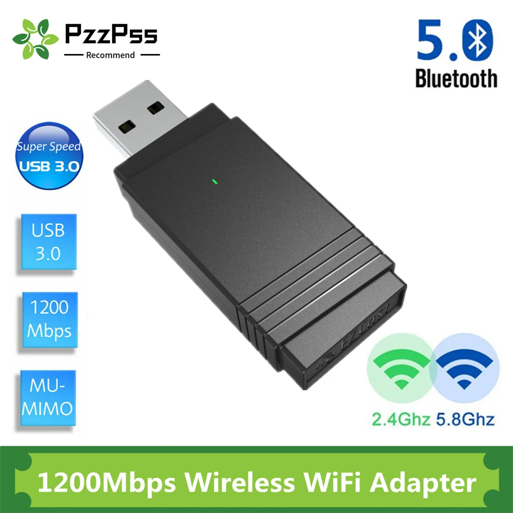 PzzPss USB 3 0 Wi Fi 1200 Мбит/с двухдиапазонный Адаптер 2 4 ГГц/5 8 ГГц Bluetooth 5 0/Wi в 1 антенна
