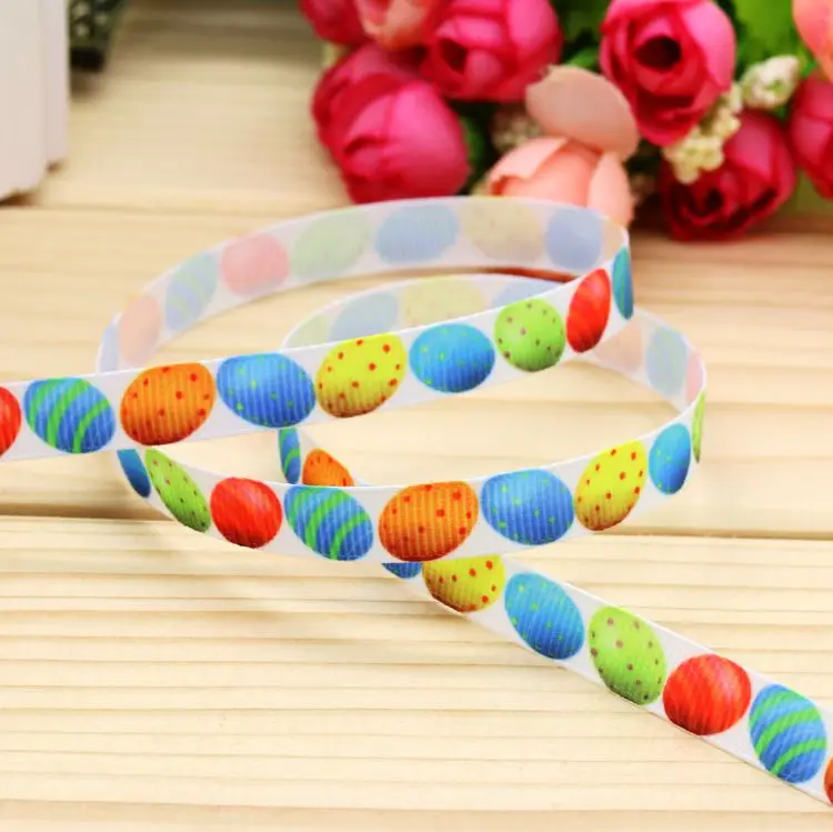 

DHK 3/8'' 5yards easter egg printed grosgrain ribbon headwear hair bow diy party decoration OEM Wholesale 9mm E1300