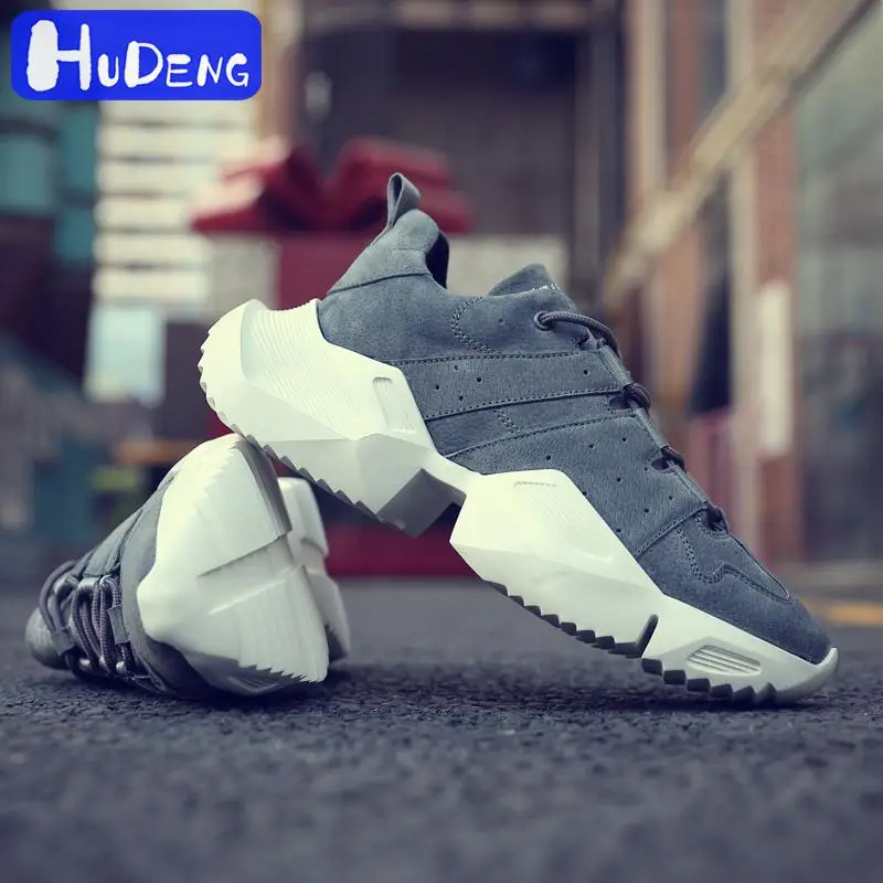HUDENG Мужская обувь из коровьей замши дышащая мягкая Осенняя повседневная на