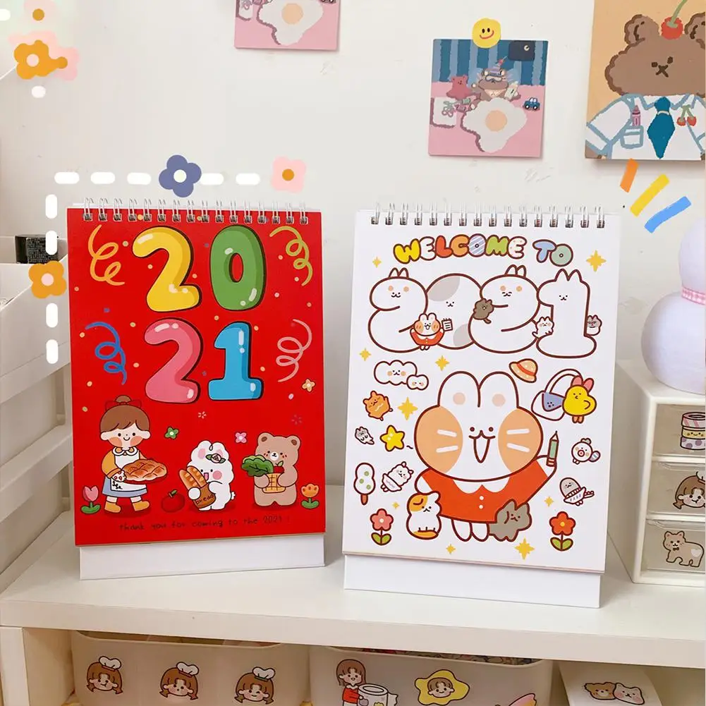 2021Desk Calendar Cute Student Memo Multifunctional Plan Book School Office Home Accessories Creative Desktop Decoration