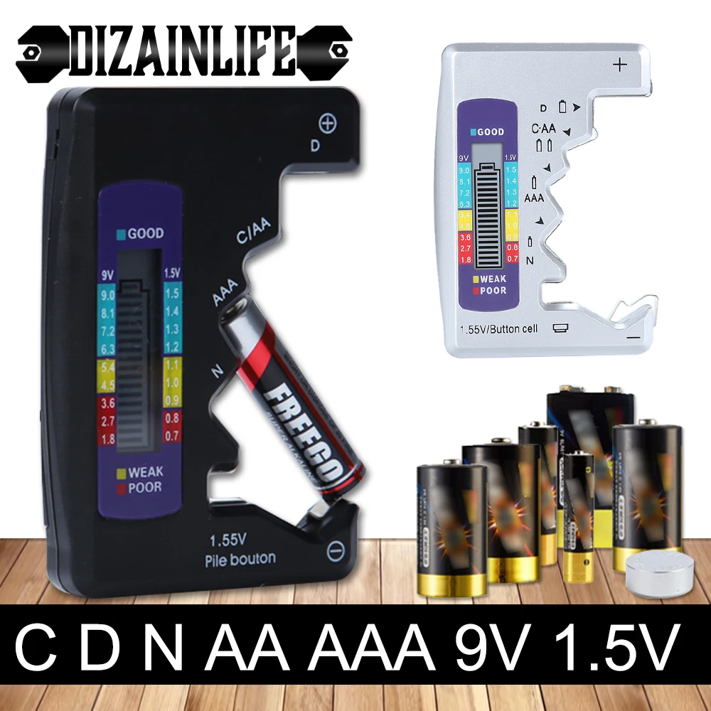 Цифровой Тестер Аккумуляторов ЖК дисплей C D N AA AAA 9V 1 5 V емкость батареи