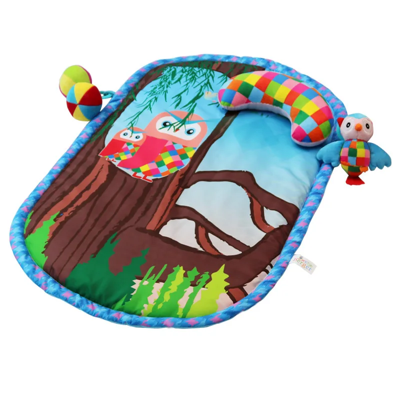 

86x56cm Baby Cartoon Kid Play Mat With Cute Owl Toy Foldable Anti-skid Carpet Children Game Mat Infant Fitness Crawling Mat