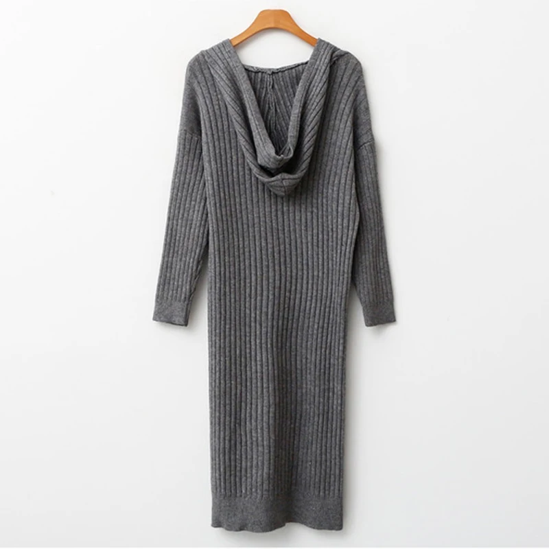 BGTEEVER элегантное прямое осенне-зимнее платье с капюшоном женское платье-свитер