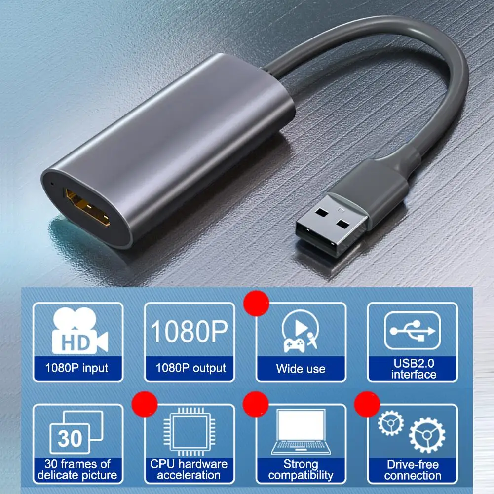 

Plug And Play Video Capture Card Convenient Compact HD 1080P HDMI To USB 2.0 Game Capture Card Grabber For Youtube Live Stream