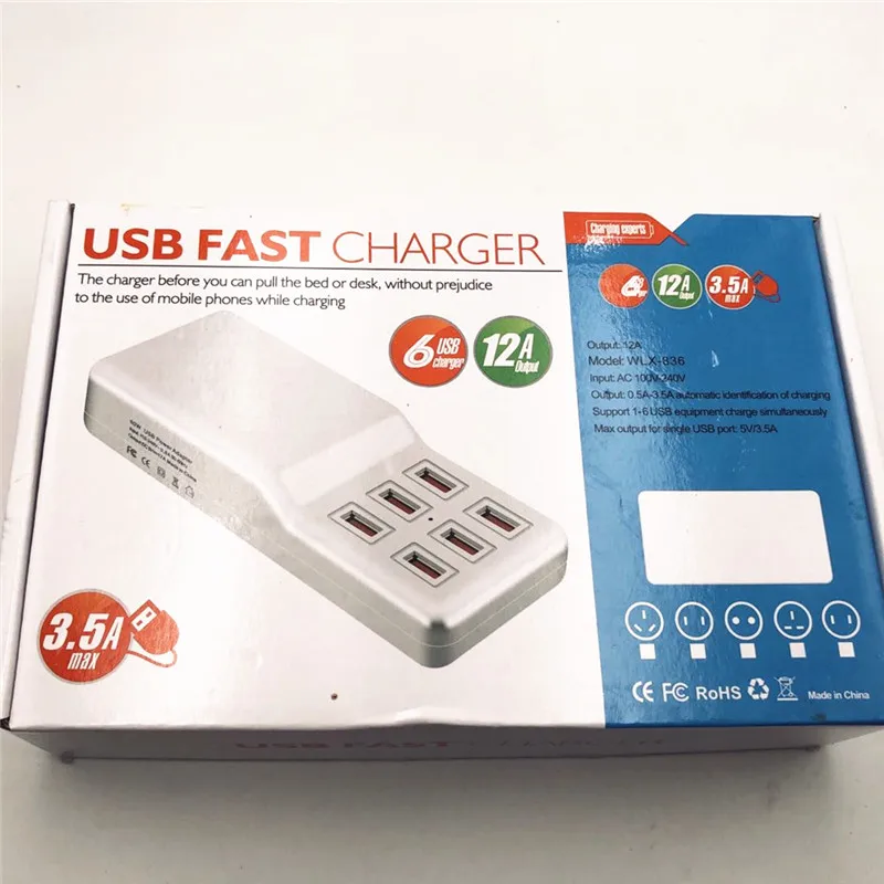 Сетевой адаптер для настольного зарядного устройства с 6 USB-выключателями |