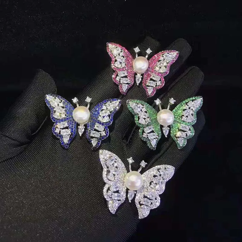 

New winter Butterfly Brooch tassel double accessories winter sweater pin brooch