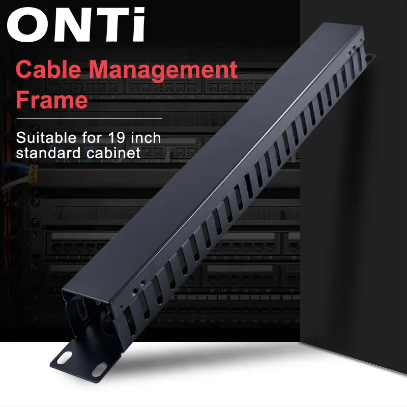Onti-gerenciamento de Cabos Organizador de Fios de Metal com Slot Horizontal para Servidor de 19 24 com Capa Suporte Polegadas 12 1u – 2u