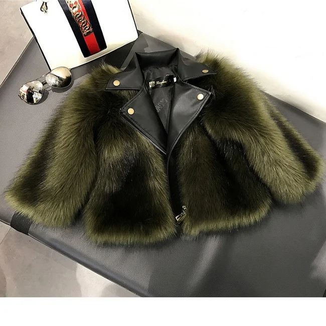 Dark Green Модная зимняя одежда и пальто для малышей, детское меховое пальто для дочки, детская одежда из искусственного меха, меховое пальто для детей 2-10 лет - Цвет: Dark Green