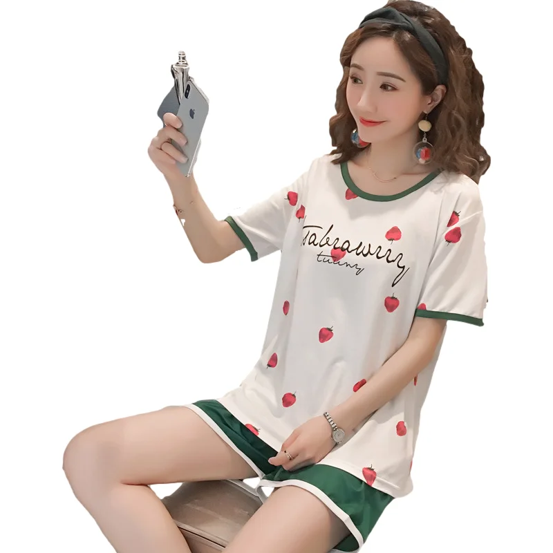 

SLPBELY Pajamas Set Women Pyjamas Women Sleepwear Night Suit Home Wear Women Plus size Summer Cartoon Cotton Nightwear