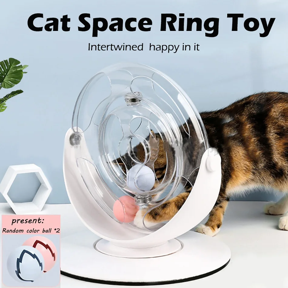 

Cat Scratcher Toy Space Ring Turntable Interactive Play Toy For Kitten Cat Game Puzzle Automatic Teaser Cat Pet Toy Ball Funny