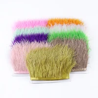 1 meter ostrich feathers trim fringe 6 8 cm decoration for party wedding dress clothes sewing accessory crafts plume wholesale