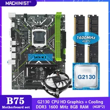 MACHINIST B75 Motherboard LGA 1155 Set Kit With Intel G2130 Processor DDR3 8GB(2*4G) RAM Memory +Cooling HD display B75-PRO-U5