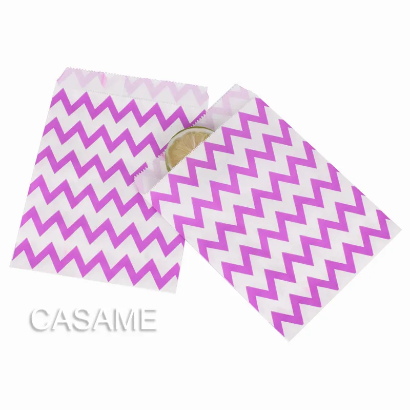 purple Chevron 25pcs Свадебный подарок для гостей пакет сумки печенья пакет подарки на праздник Декор упаковочные бумажные пакеты - Цвет: purple Chevron 25pcs