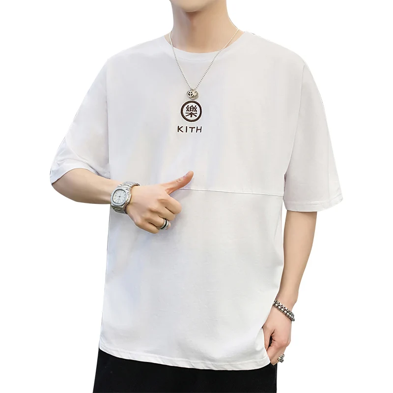 

Short sleeve t-shirt men's summer Hong Kong Style relaxed letter print top handsome half sleeve T-shirt chic super fire CEC