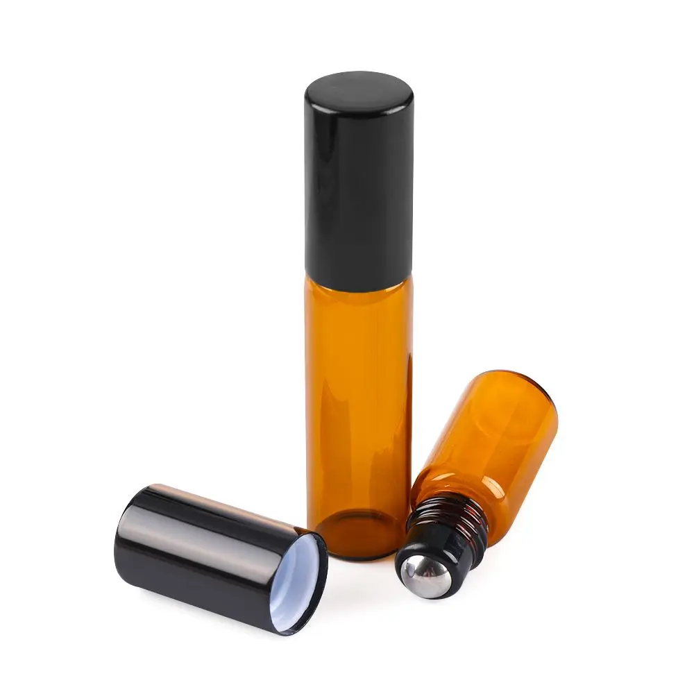 

Hot Sale Refillable Travel Portable Perfume Roller Ball Amber Container Empty Essential Oil Bottle