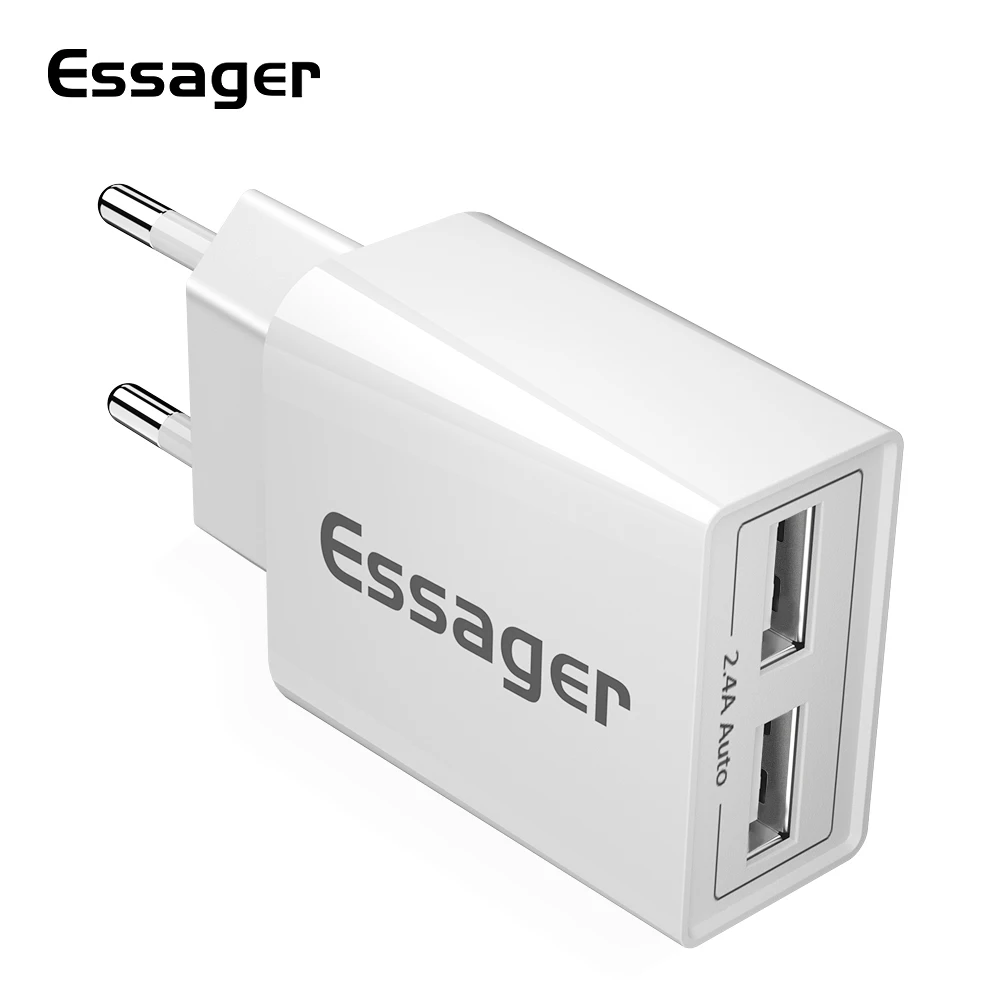 Зарядное устройство Essager 5 в 2,4 А USB для iPhone X, XR, XS, Max, samsung, Xiaomi, ЕС, штепсель, умное зарядное устройство для путешествий, адаптер, зарядное устройство для мобильного телефона