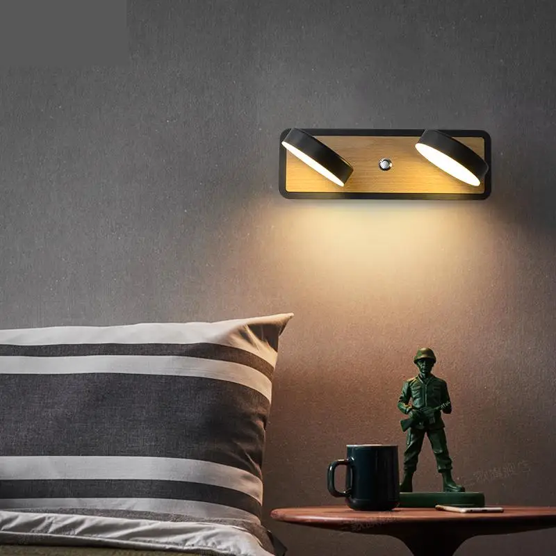 Скандинавский прикроватный настенный светильник белый/черный современный с