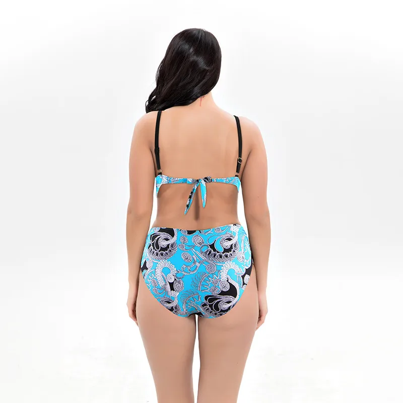 Купальный костюм размера плюс женский купальник с цветочным принтом большой