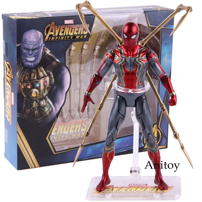 Spiderman with box Marvel Мстители Бесконечность войны танос пантера человек паук Железный человек Капитан Америка фигурка Коллекционная модель игрушки - Цвет: Spiderman with box