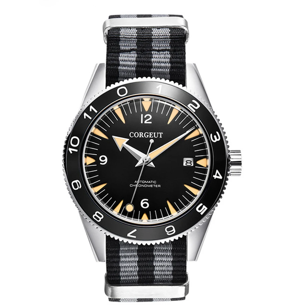 

Мужские механические водонепроницаемые часы с керамическим циферблатом и нейлоновым ремешком